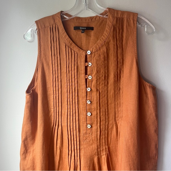 Quince Terracotta Button-Front Linen Dress - Picture 3 of 8